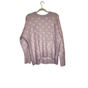 NWT Vince Camuto light pink and white heart knit sweater size small oversized